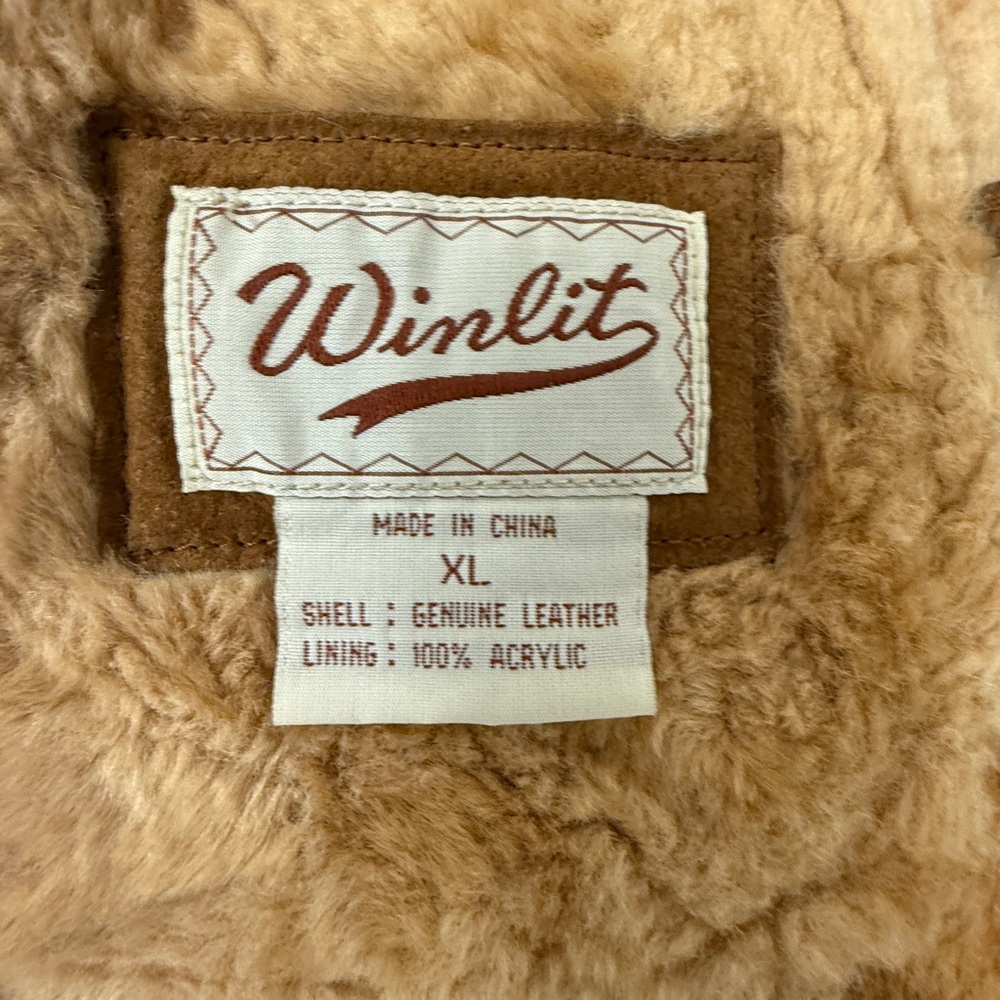 Winlit Genuine Leather Faux Fur Trim Jacket Women’s XL Brown - Picture 3 of 10